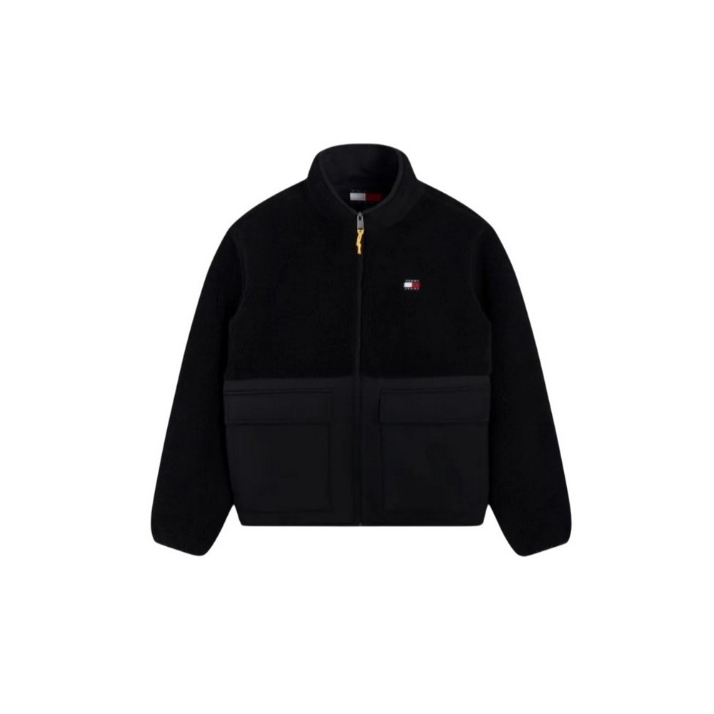 TOMMY JEANS ESSENTIAL MIX TEDDY JACKET ΜΠΟΥΦΑΝ ΑΝΔΡΙΚΟ BLACK