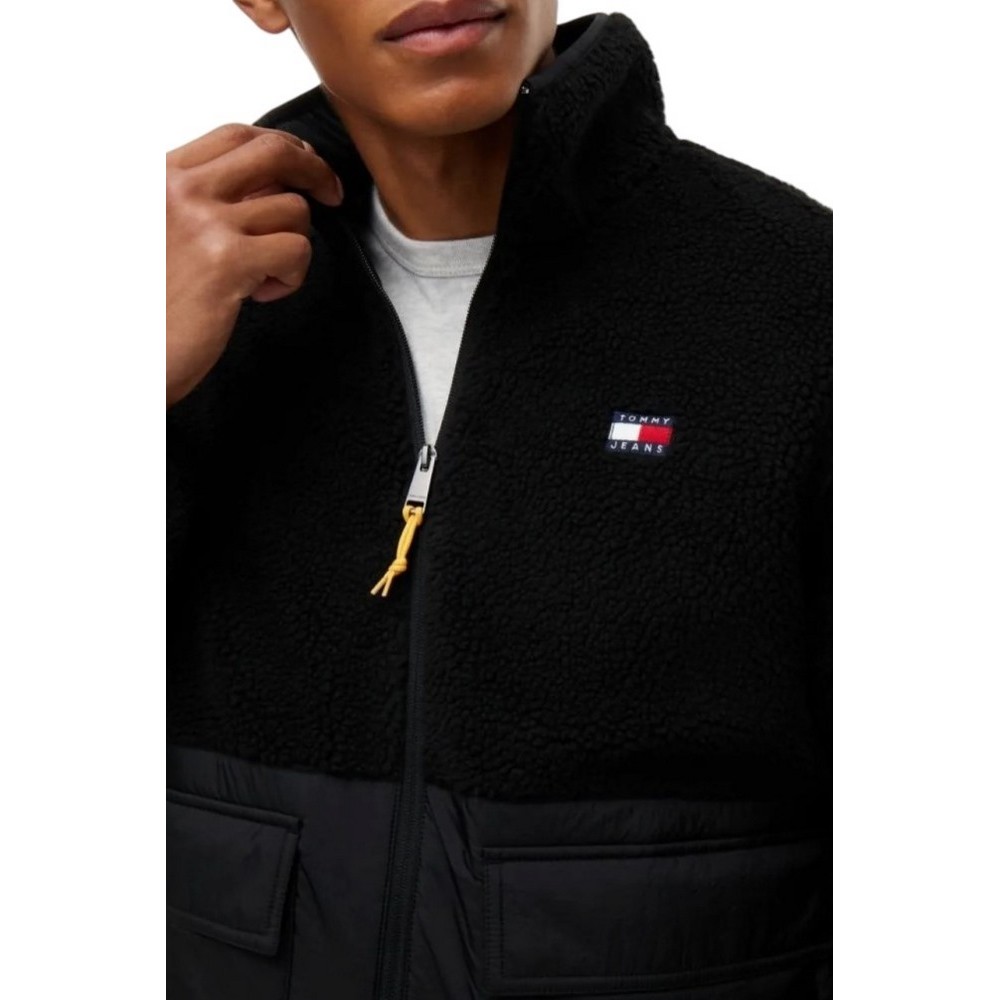 TOMMY JEANS ESSENTIAL MIX TEDDY JACKET ΜΠΟΥΦΑΝ ΑΝΔΡΙΚΟ BLACK