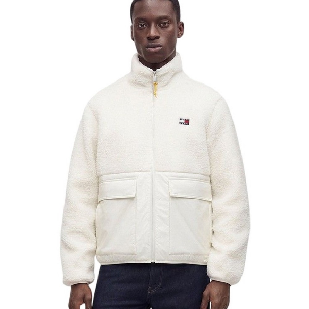TOMMY JEANS ESSENTIAL MIX TEDDY JACKET ΜΠΟΥΦΑΝ ΑΝΔΡΙΚΟ CREAMY WHITE