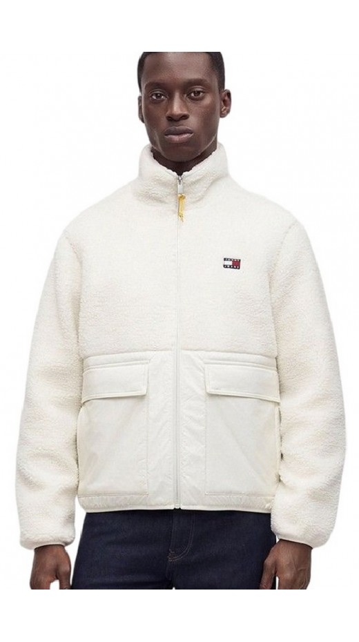 TOMMY JEANS ESSENTIAL MIX TEDDY JACKET ΜΠΟΥΦΑΝ ΑΝΔΡΙΚΟ CREAMY WHITE