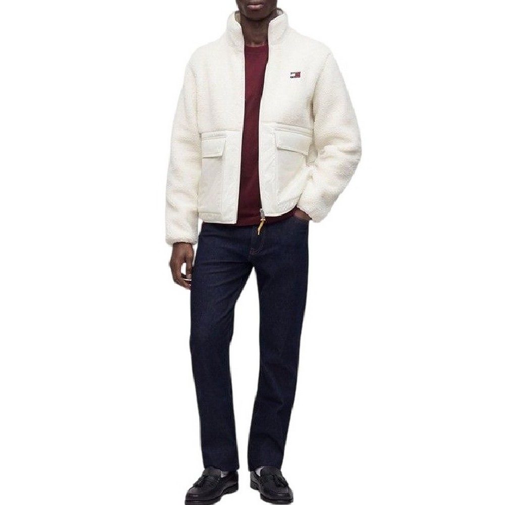 TOMMY JEANS ESSENTIAL MIX TEDDY JACKET ΜΠΟΥΦΑΝ ΑΝΔΡΙΚΟ CREAMY WHITE