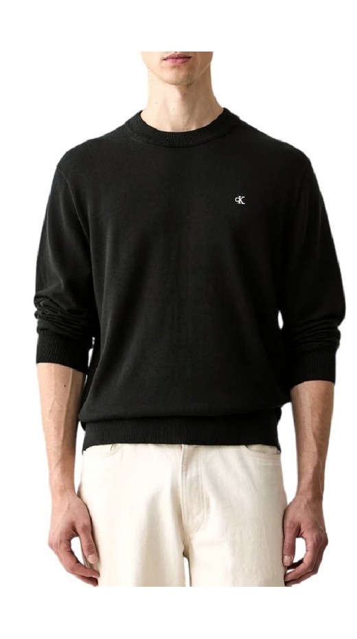 CALVIN KLEIN JEANS EU CLSC CTTN CRWNK SWTR 12GG ΜΠΛΟΥΖΑ ΠΛΕΚΤΗ ΑΝΔΡΙΚΗ BLACK