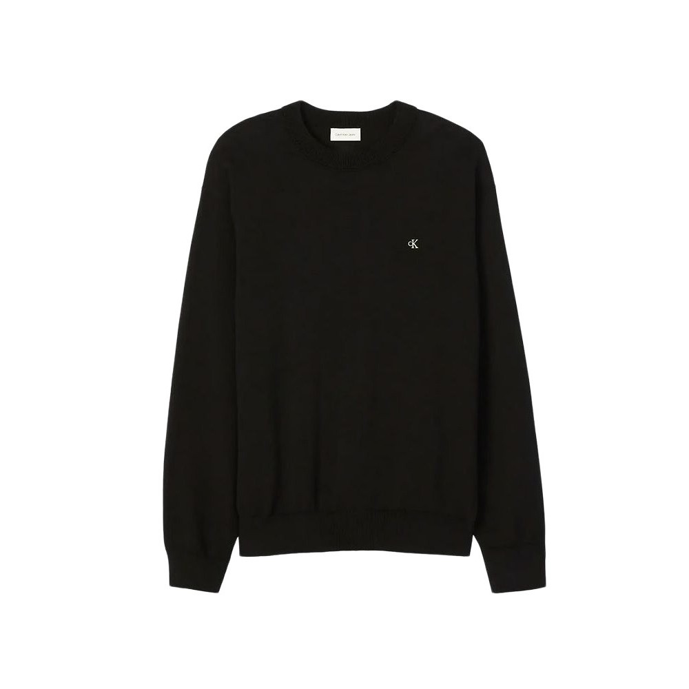 CALVIN KLEIN JEANS EU CLSC CTTN CRWNK SWTR 12GG ΜΠΛΟΥΖΑ ΠΛΕΚΤΗ ΑΝΔΡΙΚΗ BLACK