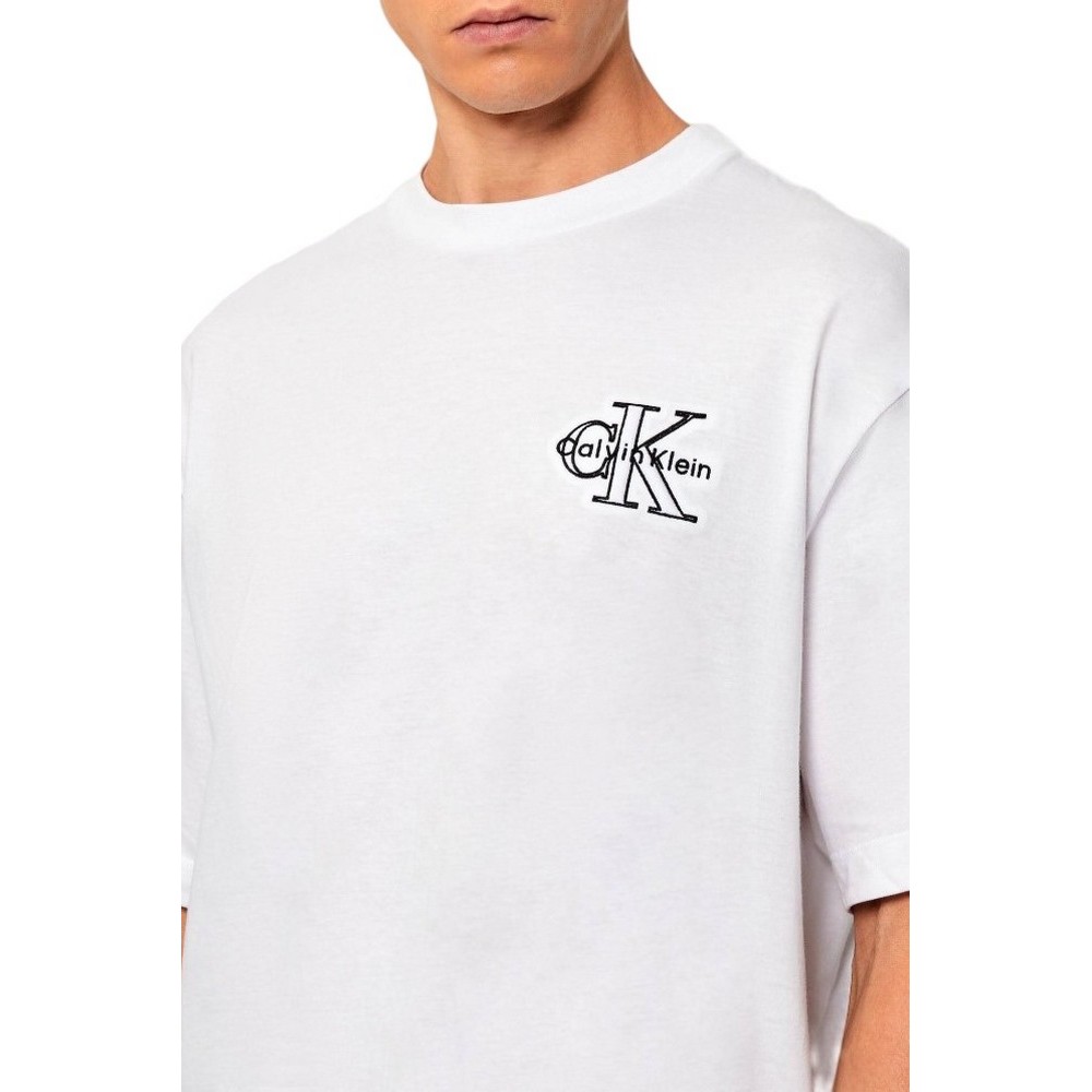 CALVIN KLEIN JEANS REL SEASONAL MONOLOGO TEE T-SHIRT ΜΠΛΟΥΖΑ ΑΝΔΡΙΚΗ WHITE