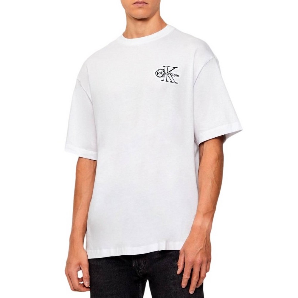 CALVIN KLEIN JEANS REL SEASONAL MONOLOGO TEE T-SHIRT ΜΠΛΟΥΖΑ ΑΝΔΡΙΚΗ WHITE