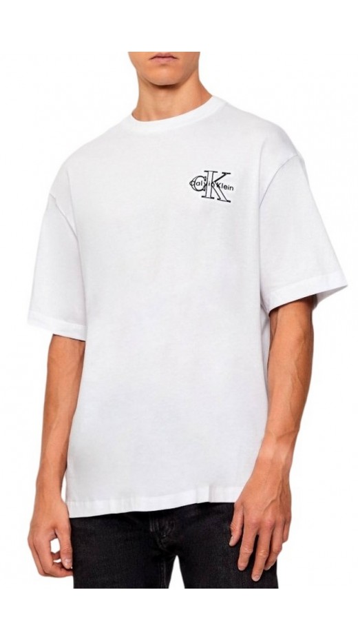 CALVIN KLEIN JEANS REL SEASONAL MONOLOGO TEE T-SHIRT ΜΠΛΟΥΖΑ ΑΝΔΡΙΚΗ WHITE