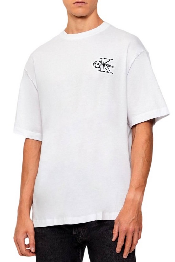 CALVIN KLEIN JEANS REL SEASONAL MONOLOGO TEE T-SHIRT ΜΠΛΟΥΖΑ ΑΝΔΡΙΚΗ WHITE