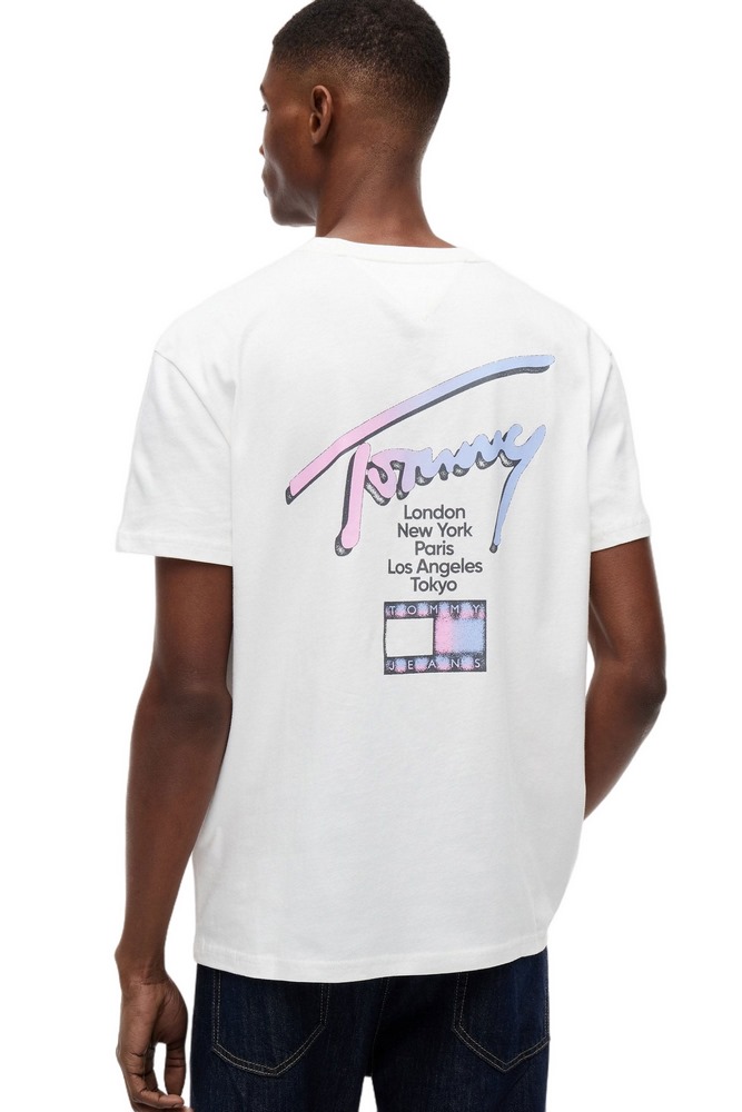 TOMMY JEANS REG CITY SIGN EXT T-SHIRT ΜΠΛΟΥΖΑ ΑΝΔΡΙΚΗ ECRU