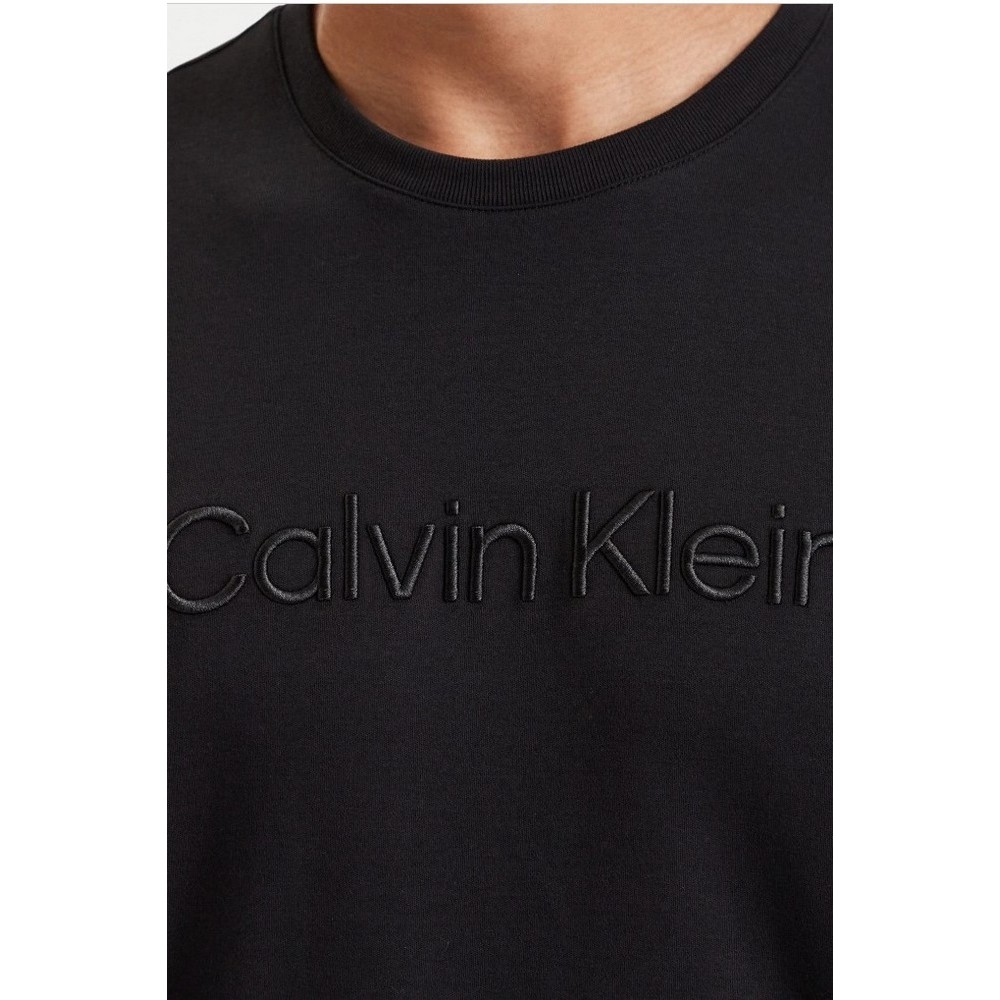 CALVIN KLEIN SLK INTERLOCK EMB STND LOGO  T-SHIRT ΜΠΛΟΥΖΑ ΑΝΔΡΙΚΗ BLACK