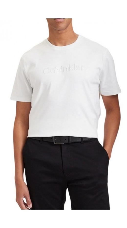 CALVIN KLEIN SLK INTERLOCK EMB STND LOGO  T-SHIRT ΜΠΛΟΥΖΑ ΑΝΔΡΙΚΗ BRIGHT WHITE
