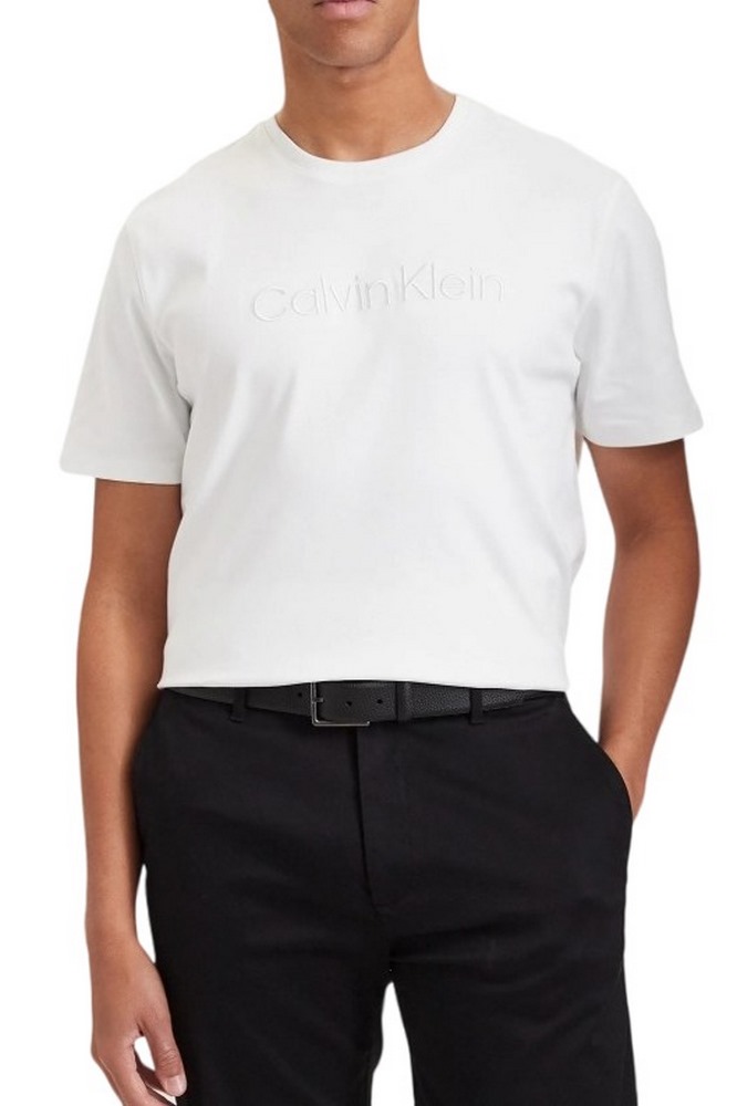 CALVIN KLEIN SLK INTERLOCK EMB STND LOGO  T-SHIRT ΜΠΛΟΥΖΑ ΑΝΔΡΙΚΗ BRIGHT WHITE
