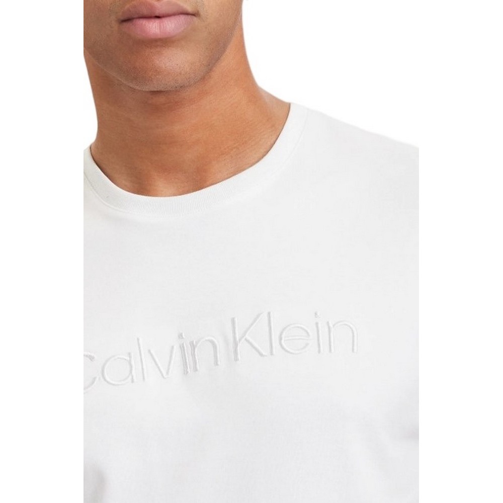 CALVIN KLEIN SLK INTERLOCK EMB STND LOGO  T-SHIRT ΜΠΛΟΥΖΑ ΑΝΔΡΙΚΗ BRIGHT WHITE
