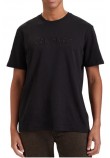 CALVIN KLEIN SLK INTERLOCK EMB STND LOGO  T-SHIRT ΜΠΛΟΥΖΑ ΑΝΔΡΙΚΗ BLACK