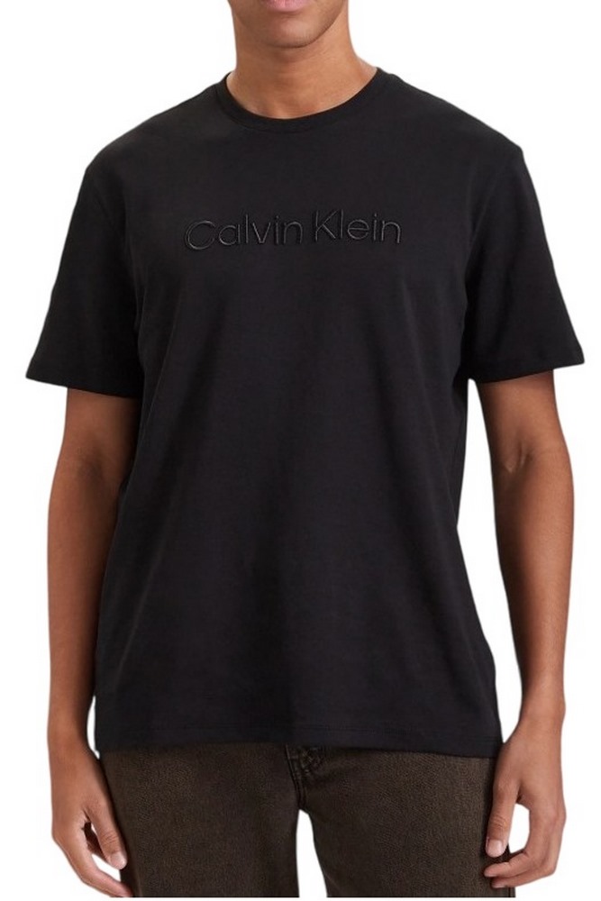 CALVIN KLEIN SLK INTERLOCK EMB STND LOGO  T-SHIRT ΜΠΛΟΥΖΑ ΑΝΔΡΙΚΗ BLACK