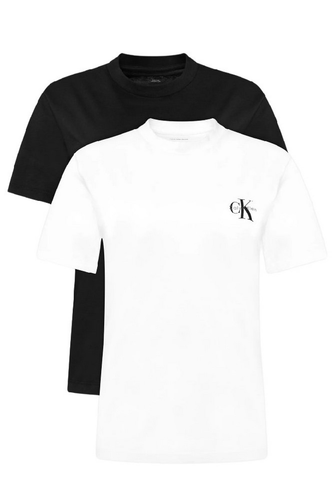 CALVIN KLEIN JEANS A LOGO CN 2 PACK TEE T-SHIRT ΜΠΛΟΥΖΑ ΓΥΝΑΙΚΕΙΑ BLACK/WHITE