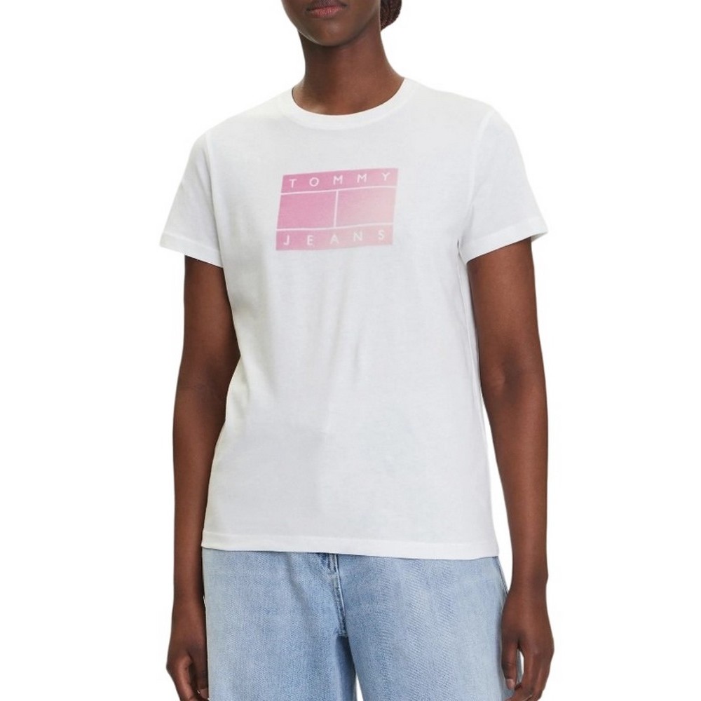 TOMMY JEANS REG GRADIENT FLAGT-SHIRT ΜΠΛΟΥΖΑ ΓΥΝΑΙΚΕΙΑ OFF WHITE