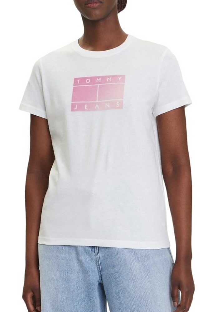 TOMMY JEANS REG GRADIENT FLAGT-SHIRT ΜΠΛΟΥΖΑ ΓΥΝΑΙΚΕΙΑ OFF WHITE