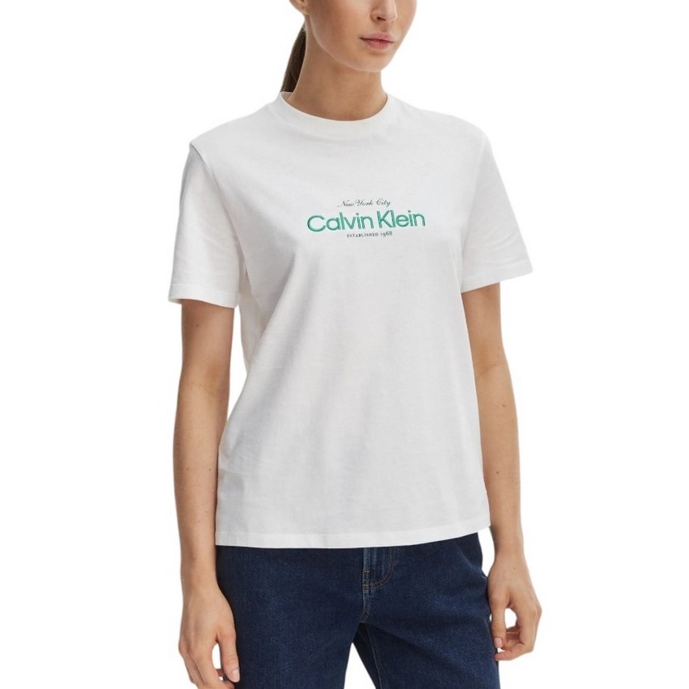 CALVIN KLEIN JEANS CLASSIC CK NYC LOGO T-SHIRT ΜΠΛΟΥΖΑ ΓΥΝΑΙΚΕΙΑ BRIGHT WHITE