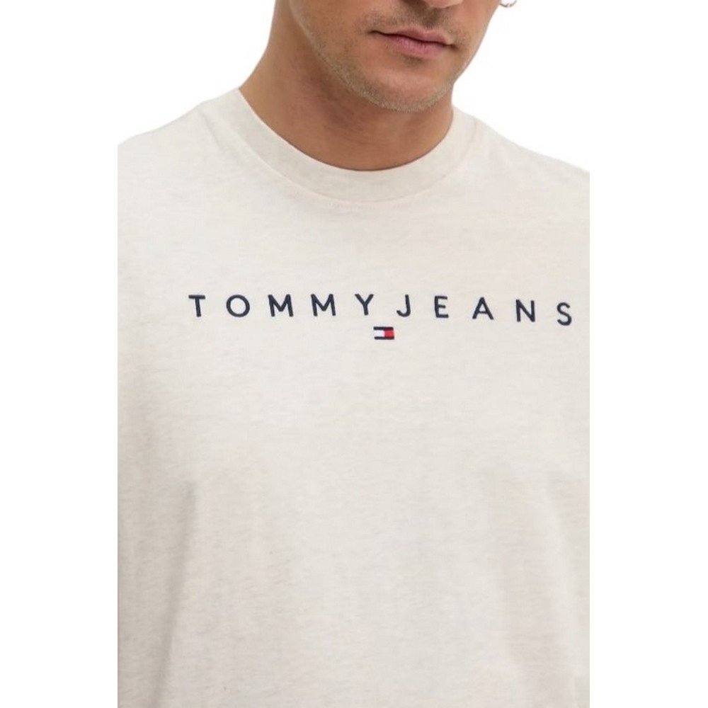 TOMMY JEANS REG LINEAR LOGO TEE EXT T-SHIRT ΜΠΛΟΥΖΑ ΑΝΔΡΙΚΗ WHITE