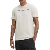 TOMMY JEANS REG LINEAR LOGO TEE EXT T-SHIRT ΜΠΛΟΥΖΑ ΑΝΔΡΙΚΗ WHITE
