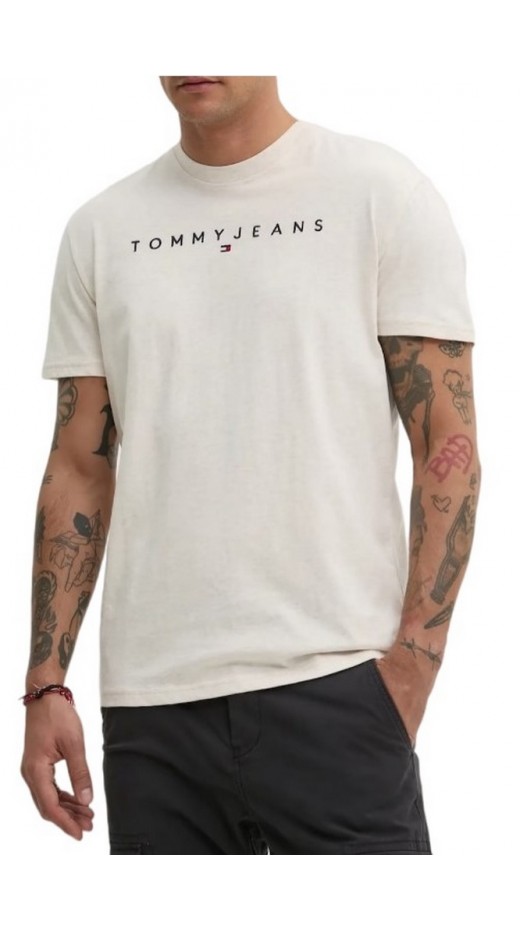 TOMMY JEANS REG LINEAR LOGO TEE EXT T-SHIRT ΜΠΛΟΥΖΑ ΑΝΔΡΙΚΗ WHITE
