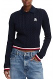 TOMMY JEANS RWB TIPPING SWEATER ΠΛΕΚΤΗ ΜΠΛΟΥΖΑ ΓΥΝΑΙΚΕΙΑ NAVY