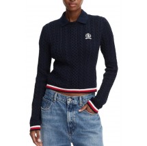 TOMMY JEANS RWB TIPPING SWEATER ΠΛΕΚΤΗ ΜΠΛΟΥΖΑ ΓΥΝΑΙΚΕΙΑ NAVY