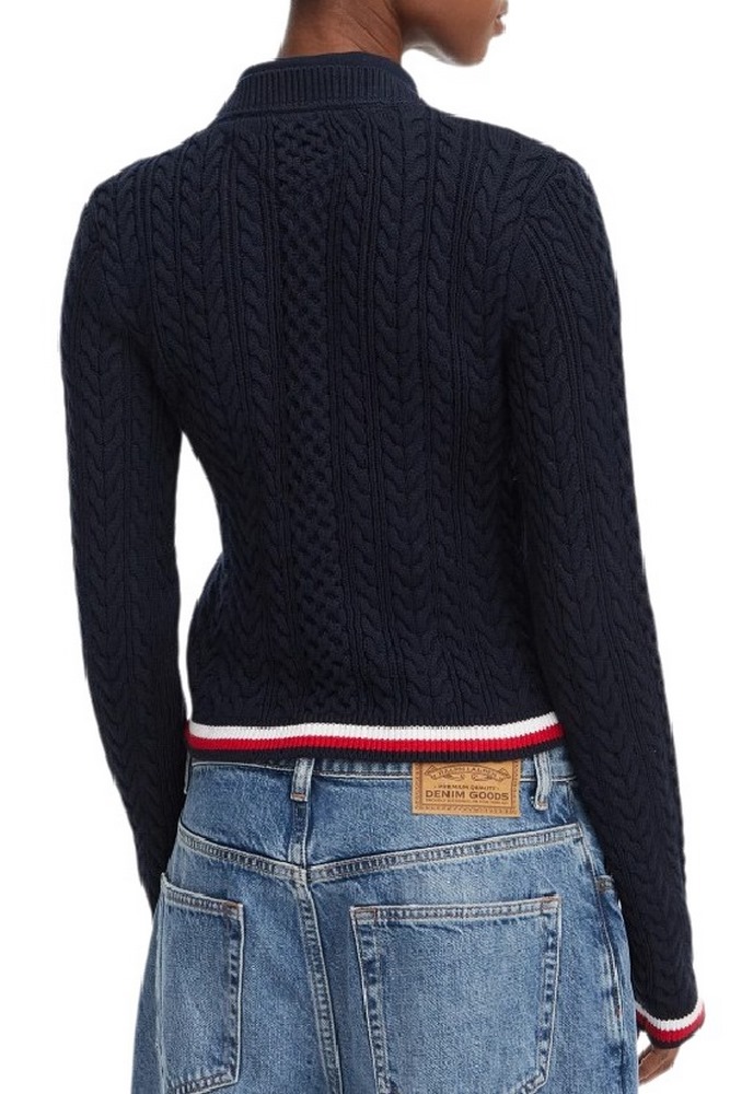 TOMMY JEANS RWB TIPPING SWEATER ΠΛΕΚΤΗ ΜΠΛΟΥΖΑ ΓΥΝΑΙΚΕΙΑ NAVY