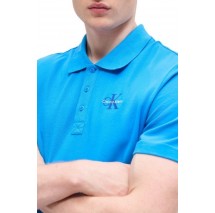 CALVIN KLEIN JEANS EASY MONOLOGO CASUAL PIQUE T-SHIRT ΜΠΛΟΥΖΑ ΑΝΔΡΙΚΗ BLUE