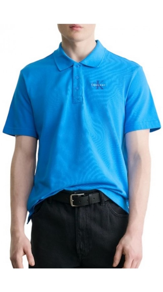 CALVIN KLEIN JEANS EASY MONOLOGO CASUAL PIQUE T-SHIRT ΜΠΛΟΥΖΑ ΑΝΔΡΙΚΗ BLUE
