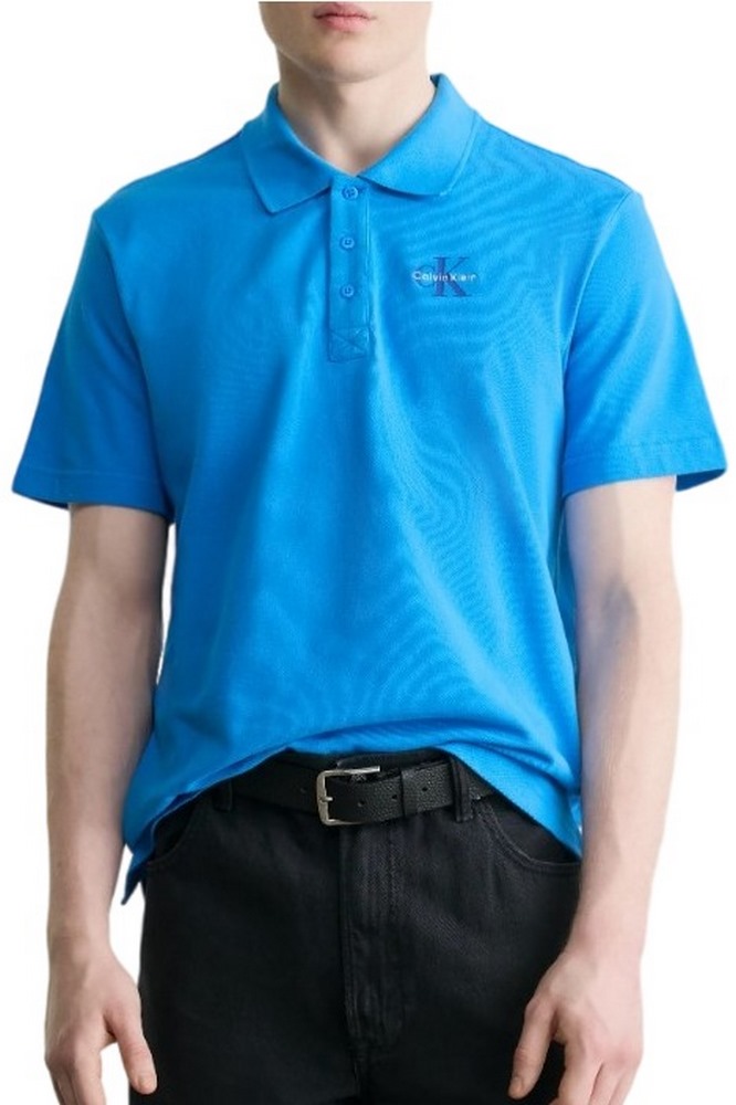 CALVIN KLEIN JEANS EASY MONOLOGO CASUAL PIQUE T-SHIRT ΜΠΛΟΥΖΑ ΑΝΔΡΙΚΗ BLUE