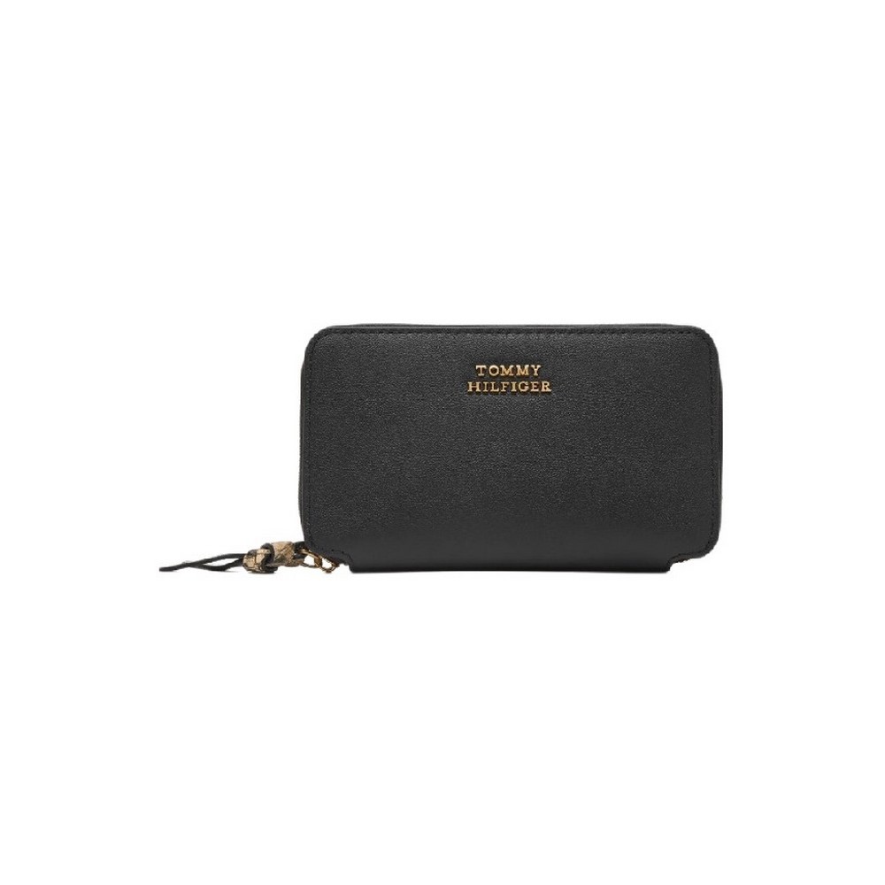 TOMMY HILFIGER LEATHER MED ZA WALLET ΠΟΡΤΟΦΟΛΙ ΓΥΝΑΙΚΕΙΟ BLACK
