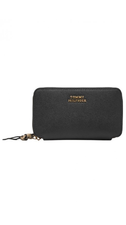 TOMMY HILFIGER LEATHER MED ZA WALLET ΠΟΡΤΟΦΟΛΙ ΓΥΝΑΙΚΕΙΟ BLACK