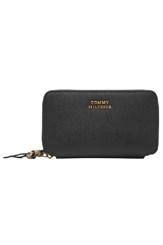TOMMY HILFIGER LEATHER MED ZA WALLET ΠΟΡΤΟΦΟΛΙ ΓΥΝΑΙΚΕΙΟ BLACK