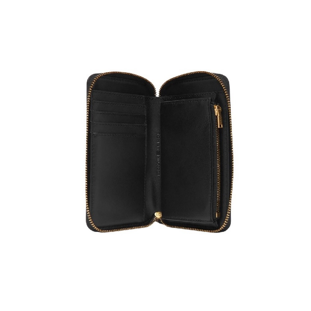 TOMMY HILFIGER LEATHER MED ZA WALLET ΠΟΡΤΟΦΟΛΙ ΓΥΝΑΙΚΕΙΟ BLACK