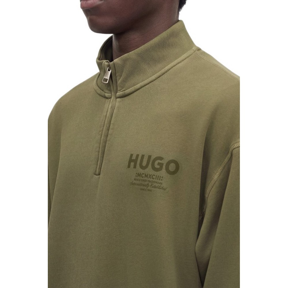 HUGO BOSS NEVEZIP JERSEY SWEATSHIRT ΜΠΛΟΥΖΑ ΦΟΥΤΕΡ ΑΝΔΡΙΚΗ OLIVE