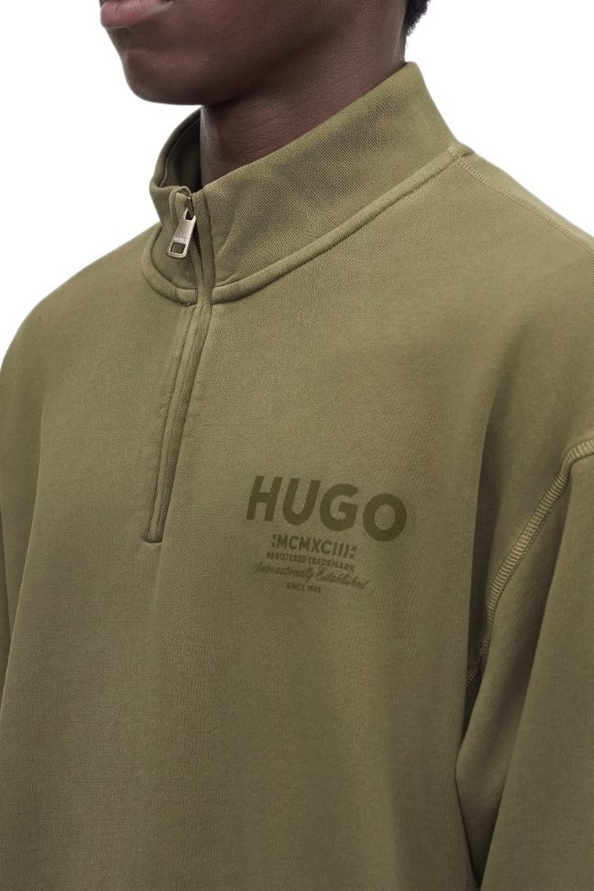 HUGO BOSS NEVEZIP JERSEY SWEATSHIRT ΜΠΛΟΥΖΑ ΦΟΥΤΕΡ ΑΝΔΡΙΚΗ OLIVE