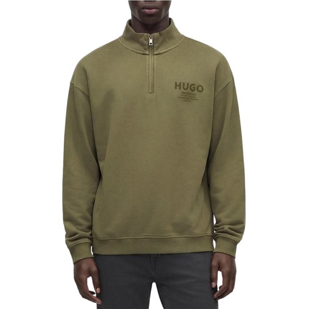 HUGO BOSS NEVEZIP JERSEY SWEATSHIRT ΜΠΛΟΥΖΑ ΦΟΥΤΕΡ ΑΝΔΡΙΚΗ OLIVE