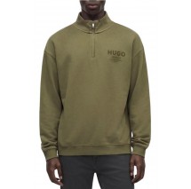 HUGO BOSS NEVEZIP JERSEY SWEATSHIRT ΜΠΛΟΥΖΑ ΦΟΥΤΕΡ ΑΝΔΡΙΚΗ OLIVE