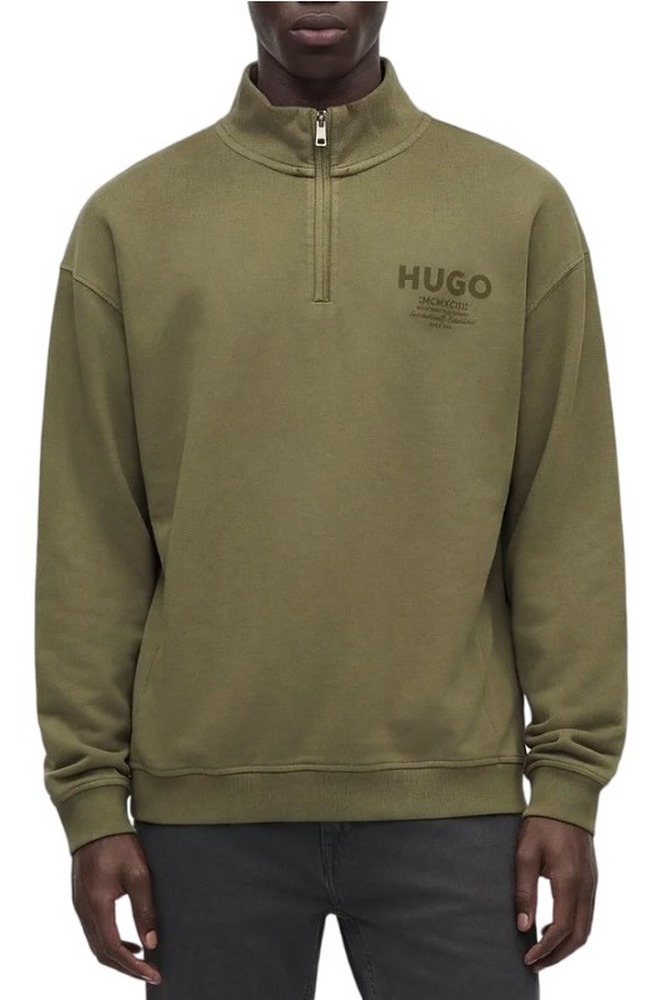 HUGO BOSS NEVEZIP JERSEY SWEATSHIRT ΜΠΛΟΥΖΑ ΦΟΥΤΕΡ ΑΝΔΡΙΚΗ OLIVE