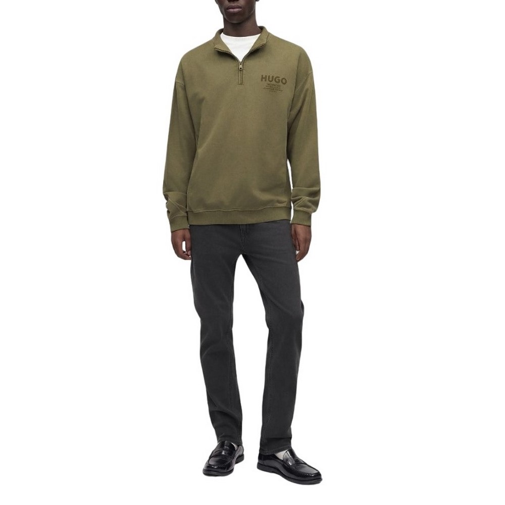 HUGO BOSS NEVEZIP JERSEY SWEATSHIRT ΜΠΛΟΥΖΑ ΦΟΥΤΕΡ ΑΝΔΡΙΚΗ OLIVE