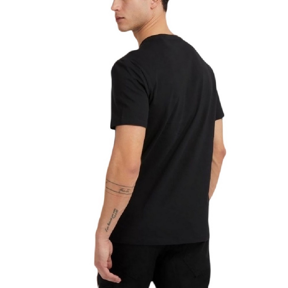 GUESS SS CN SHINY GEL TRIANGLE TEE T-SHIRT ΑΝΔΡΙΚΟ BLACK