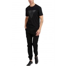 GUESS SS CN SHINY GEL TRIANGLE TEE T-SHIRT ΑΝΔΡΙΚΟ BLACK