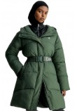 CALVIN KLEIN JEANS LOGO BELT LONG PUFFER ΜΠΟΥΦΑΝ ΓΥΝΑΙΚΕΙΟ GREEN