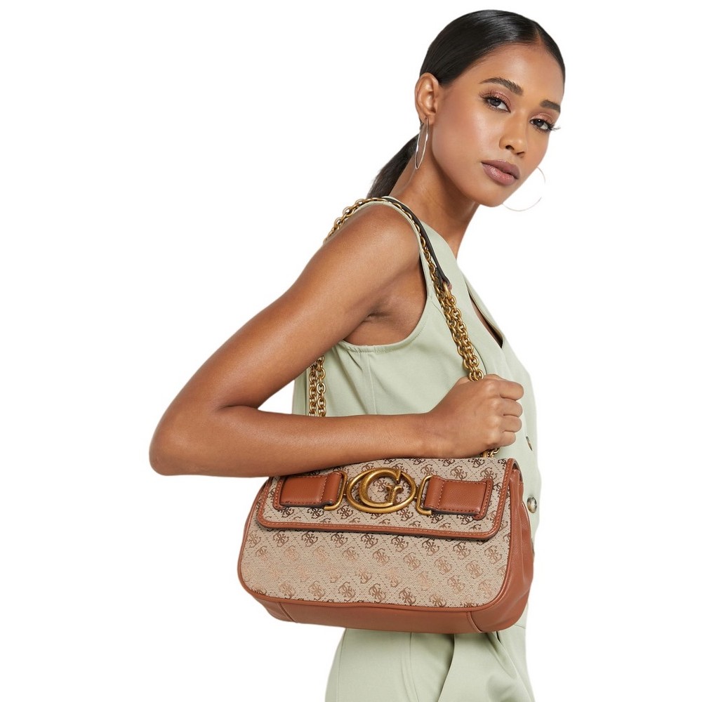 ΤΣΑΝΤΑ AVIANA CONVERTIBLE XBODY FLAP ΓΥΝΑΙΚΕΙΑ GUESS BEIGE