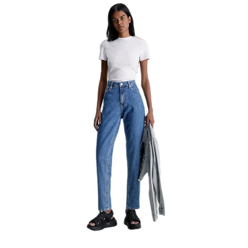 CALVIN KLEIN JEANS MOM JEANS ΠΑΝΤΕΛΟΝΙ ΓΥΝΑΙΚΕΙΟ BLUΕ DENIM