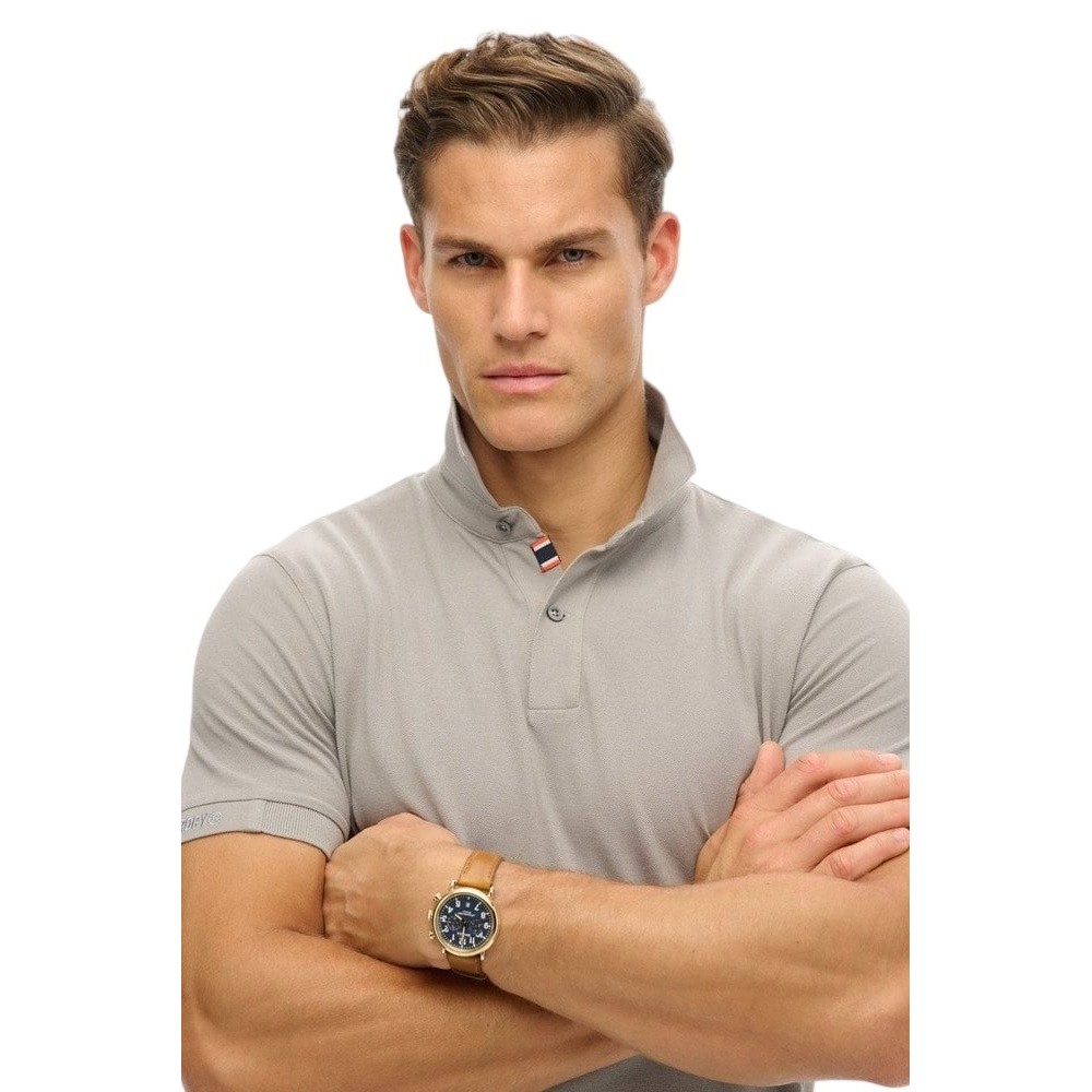 SUPERDRY D1 STUD CITY PIQUE POLO T-SHIRT ΜΠΛΟΥΖΑ ΑΝΔΡΙΚΗ GREY