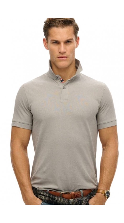 SUPERDRY D1 STUD CITY PIQUE POLO T-SHIRT ΜΠΛΟΥΖΑ ΑΝΔΡΙΚΗ GREY