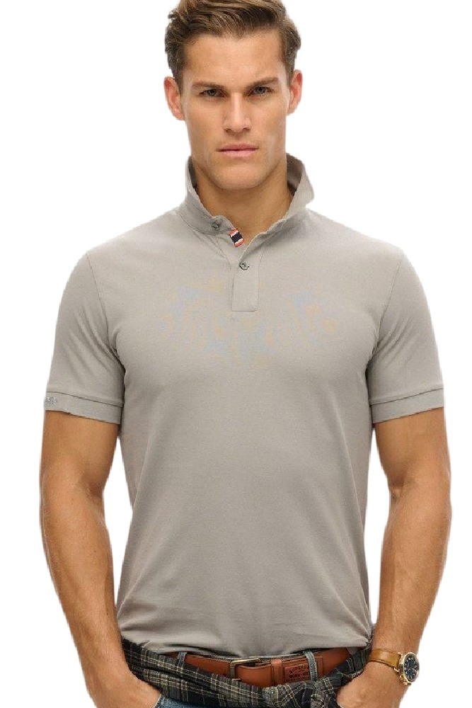 SUPERDRY D1 STUD CITY PIQUE POLO T-SHIRT ΜΠΛΟΥΖΑ ΑΝΔΡΙΚΗ GREY