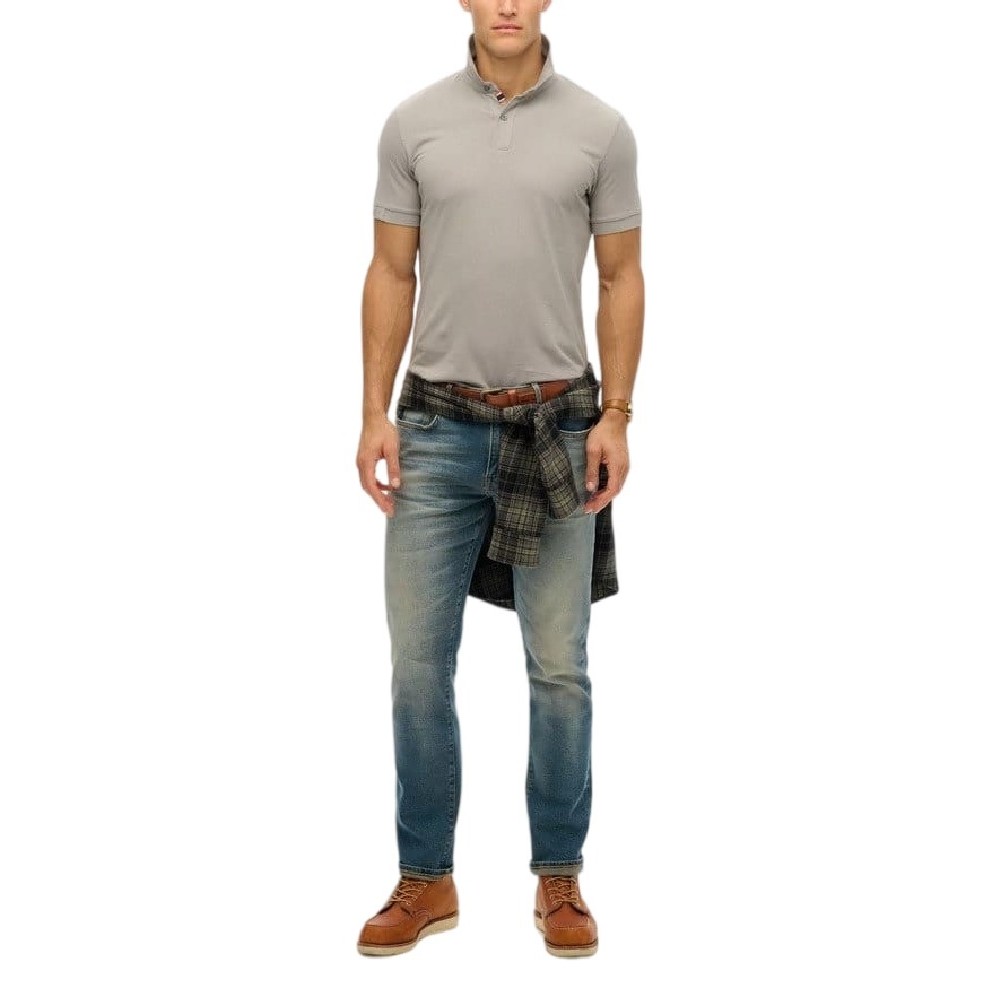 SUPERDRY D1 STUD CITY PIQUE POLO T-SHIRT ΜΠΛΟΥΖΑ ΑΝΔΡΙΚΗ GREY